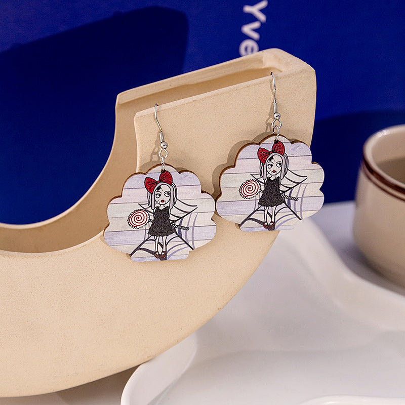 Wholesale and Wholesale of Halloween Party Wooden Pumpkin Earrings