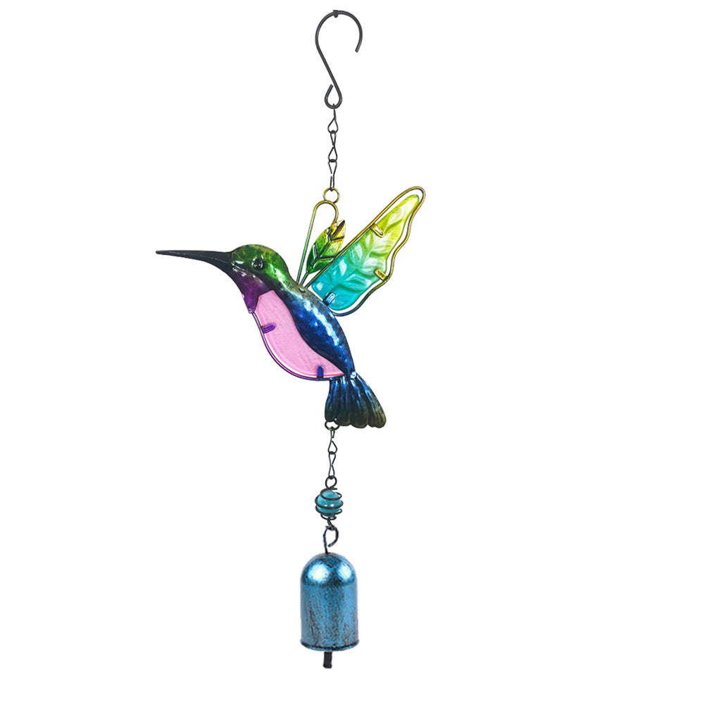 Wholesale Hummingbird Metal Glass Painted Wind Chime Ornament