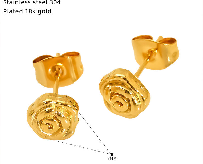 Wholesale Gold Imitation Pearl Rose Stud Earrings