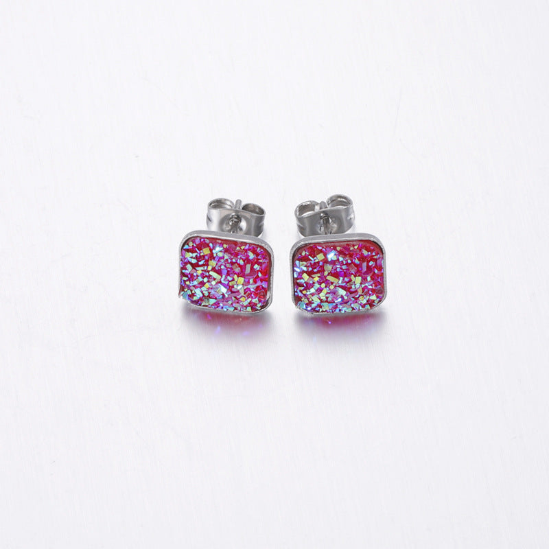 Wholesale personalized sweet multi-standard square baby's breath rhinestone earrings