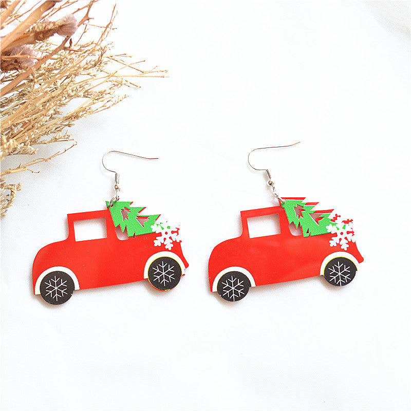 Wholesale Christmas dress long car snowman bottle old man earrings