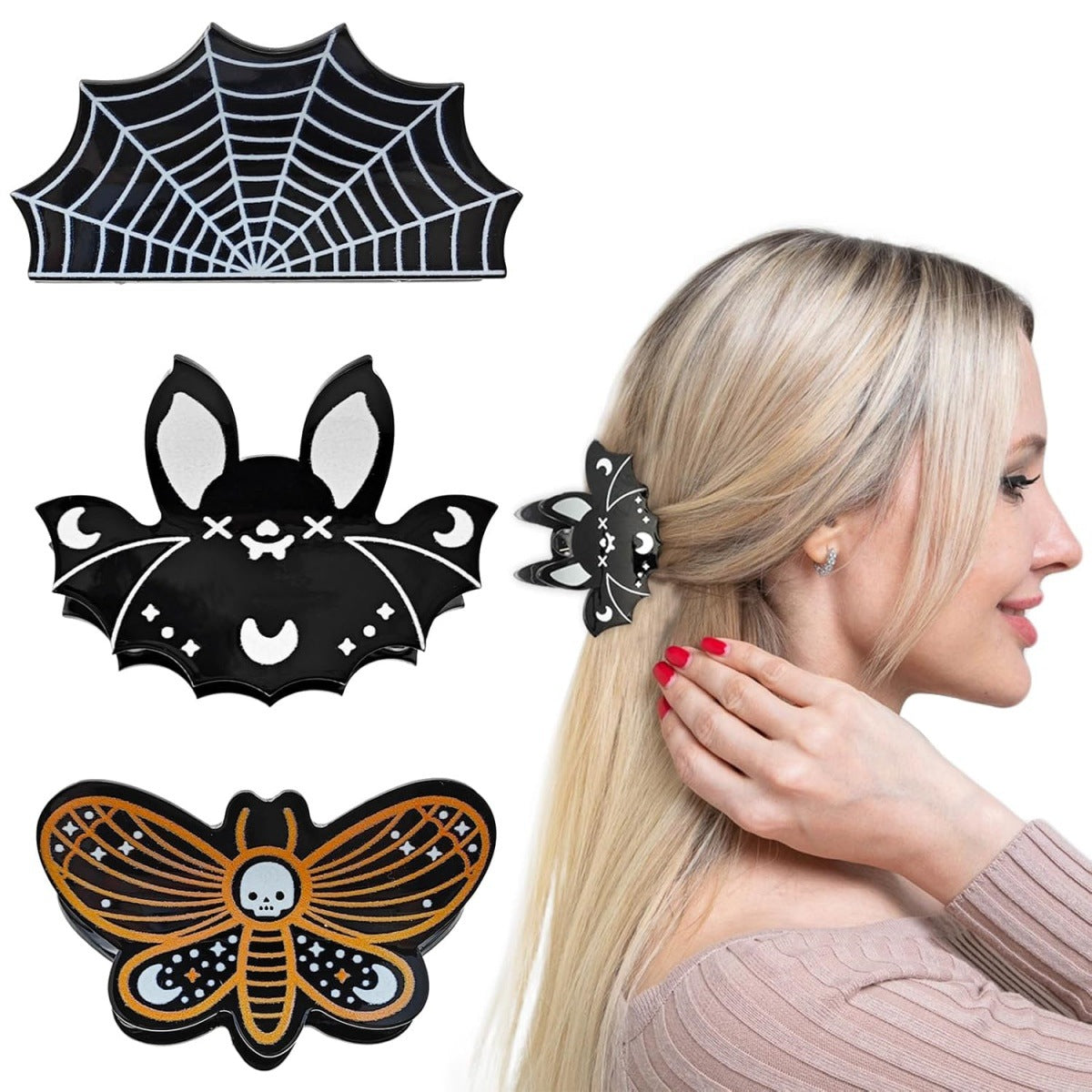 Wholesale  Funny Pumpkin Clip Butterfly Skull Hairpin