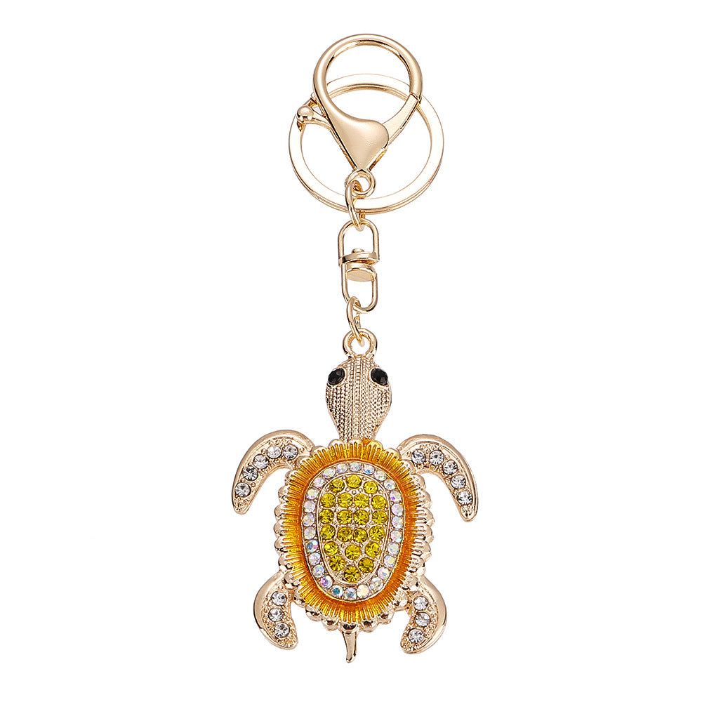 Wholesale Diamond studded turtle cute pendant metal keychain
