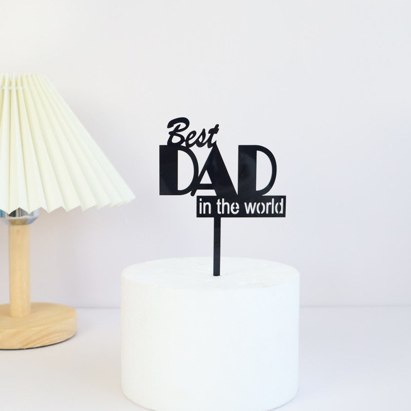 Wholesale 10PCS/PACK Father's Day Happy Acrylic Cake Card Decoration