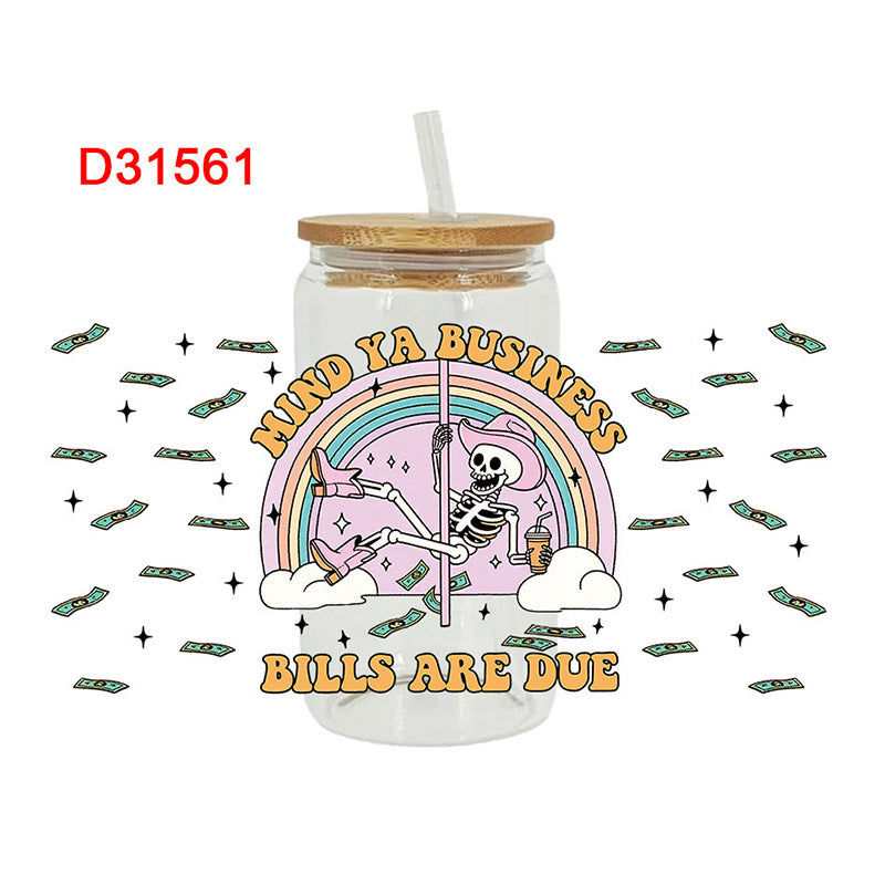 Wholesale Skeleton bow 16oz Cup UV DTF Wraps