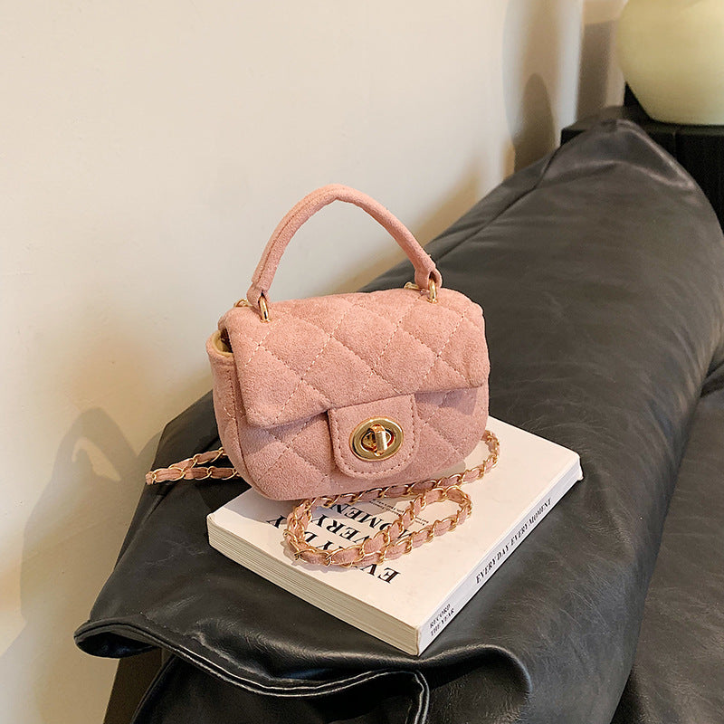 Wholesale Suede Diamond Pattern Embroidery Thread Chain Small Square Bag