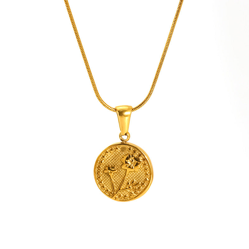 Wholesale Rose Flower Pendant Necklace Simple Titanium Steel Sunflower Necklace