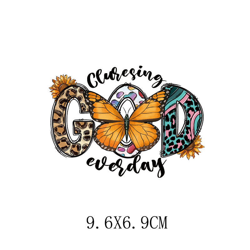 Wholesale 5pcs/pack Yellow sunflower letter heat transfer printing   UV DTF Ready to Press Transfers Wraps