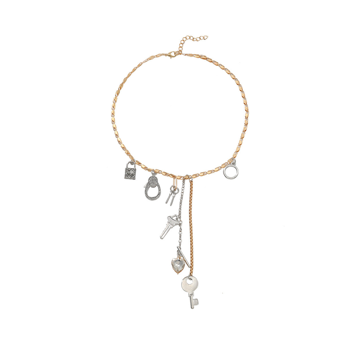 Wholesale Key Lock Heart Multi-Layer Bohemian Style Necklace