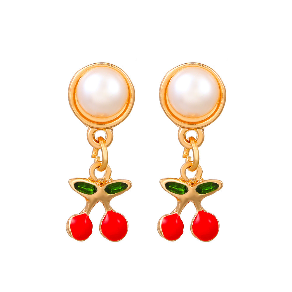 Wholesale long cherry creative design cute earrings