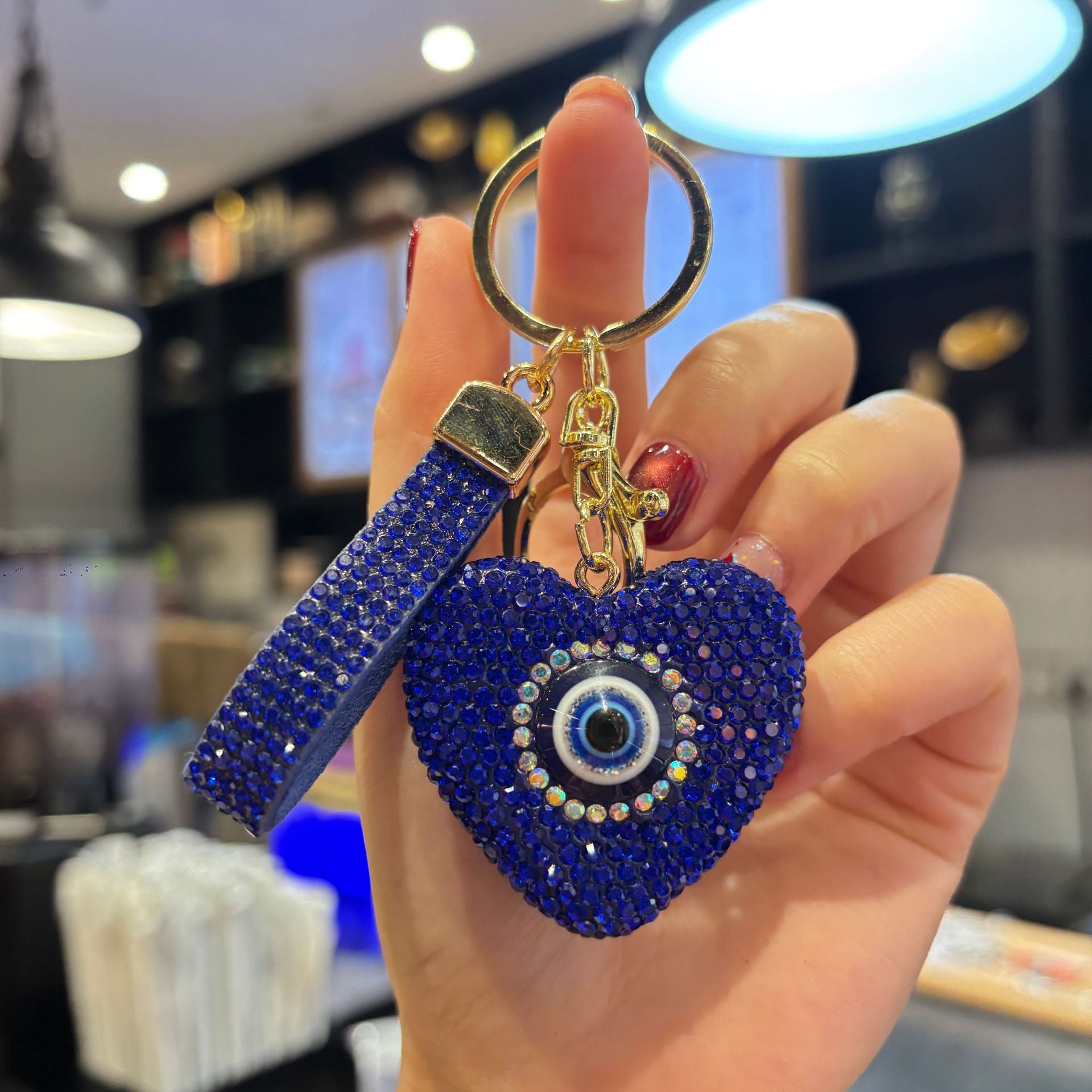 Wholesale Clay Full Rhinestone Heart Keychain