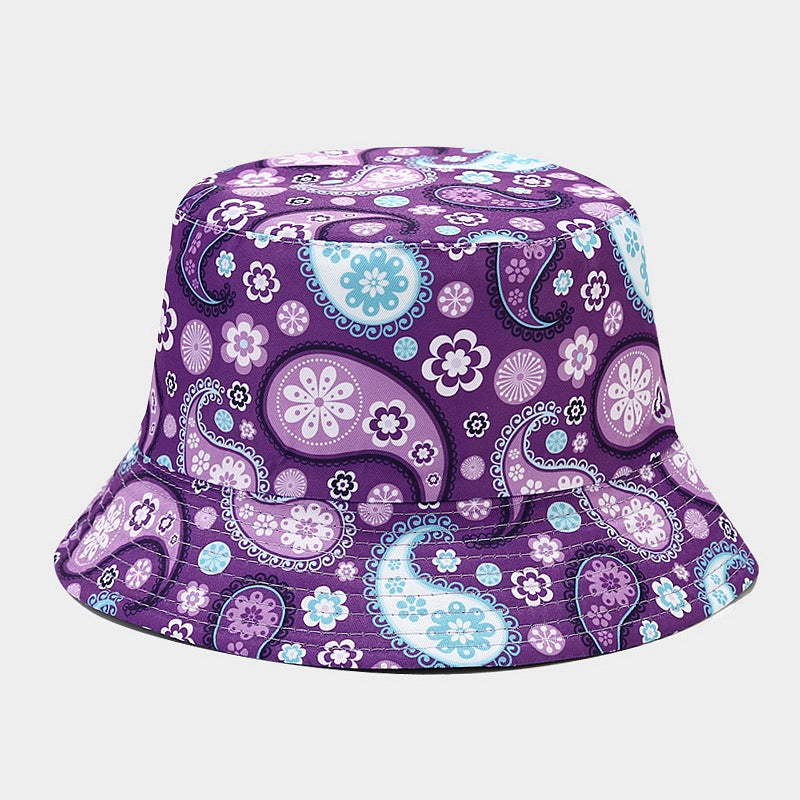 Sombrero de cubo de patrón de flores de anacardo de poliéster al por mayor