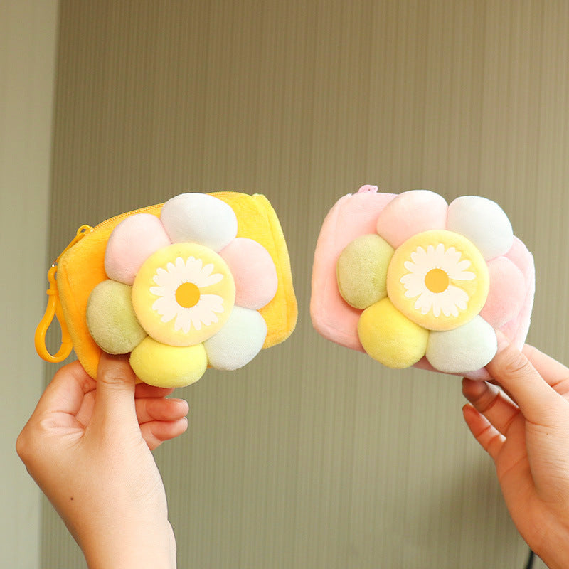 Wholesale Creative Candy Color Flower Coin Purse Plush Keychain