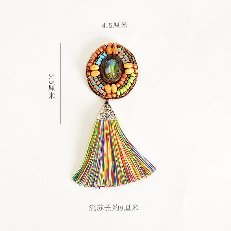 Wholesale DIY Handmade Beaded Cloth Patch Bohemian Tassel Hat Clothing Decoration