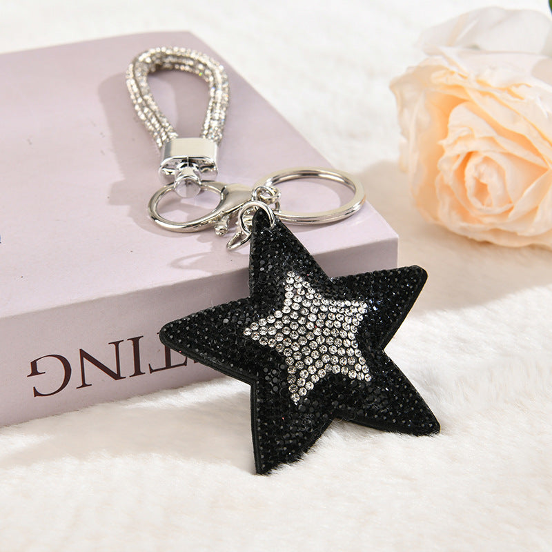 Wholesale Colorful cartoon pentagram diamond studded keychain