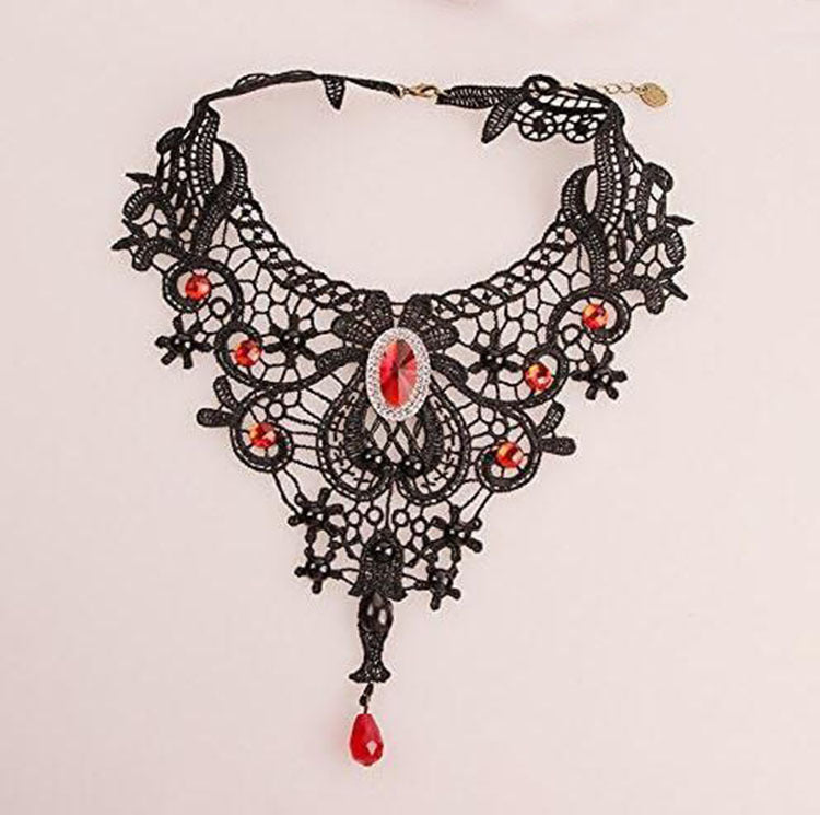 Wholesale Gothic Lace Necklace Black Clavicle Chain