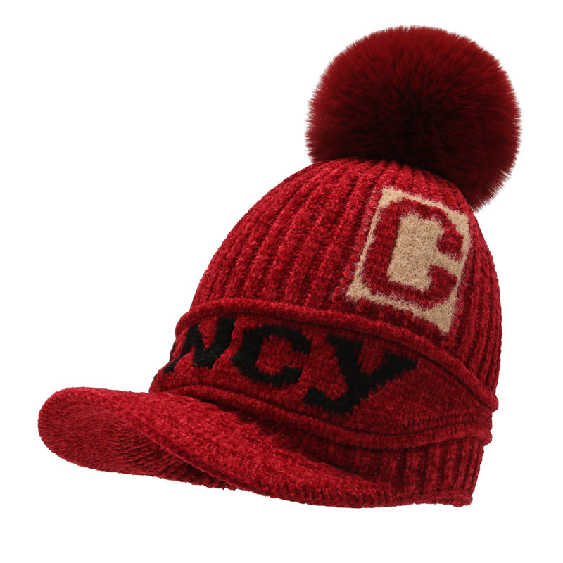 Wholesale of New Winter Plush and Warm Cute Fur Ball Wool Hats