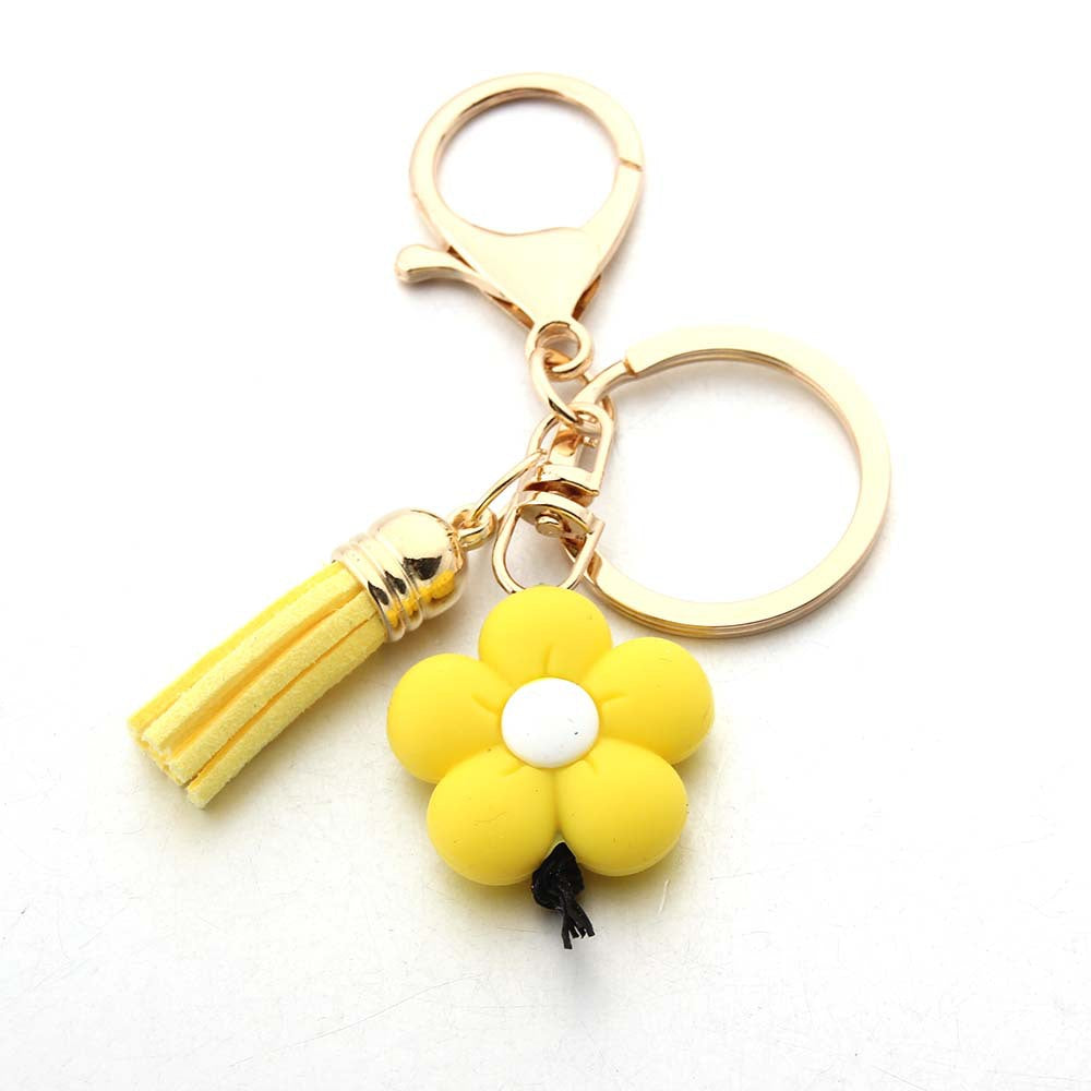 Wholesale Sunflower Tassel Handmade Silicone Bead Tassel Keychain