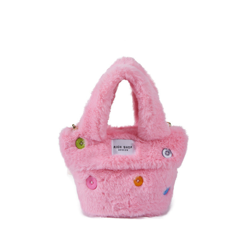 Wholesale Colored Plush Bags Bucket Bags Children's Crossbody Bags