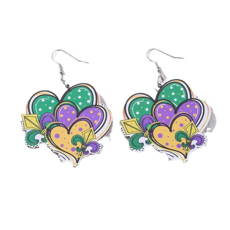 Wholesale Carnival wooden St. Patrick clown hat earrings holiday jewelry