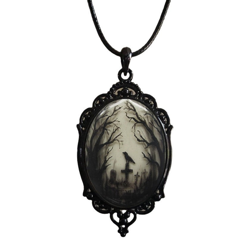 Wholesale  Gothic Crow Forest Pendant Charm Necklace