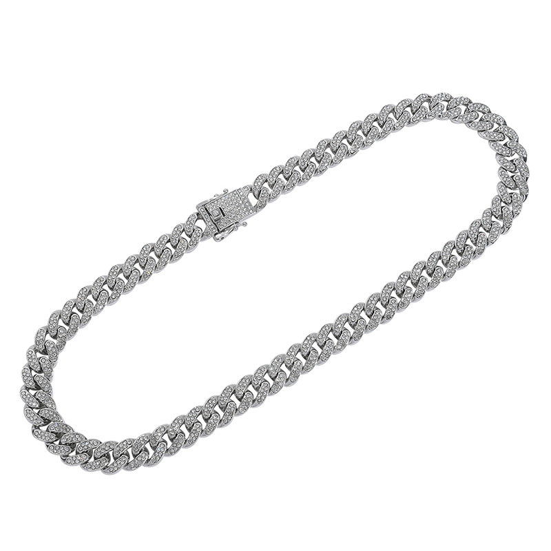 Wholesale Punk Fashion Men's Hip-Hop Style Full Diamond Men's Alloy Cuban Necklace