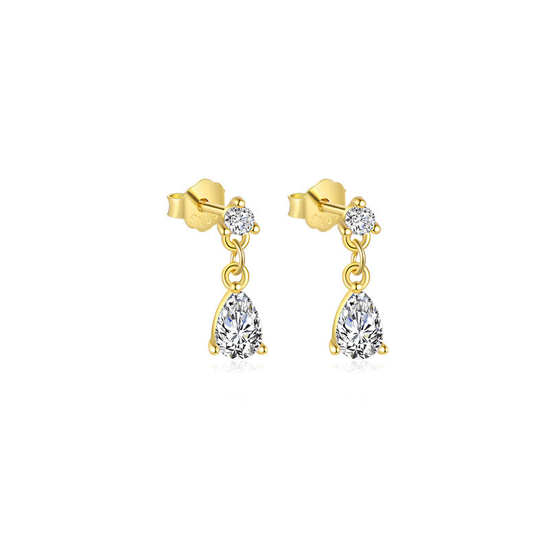 Wholesale Geometric Water Drop Zircon Earrings Ear Studs