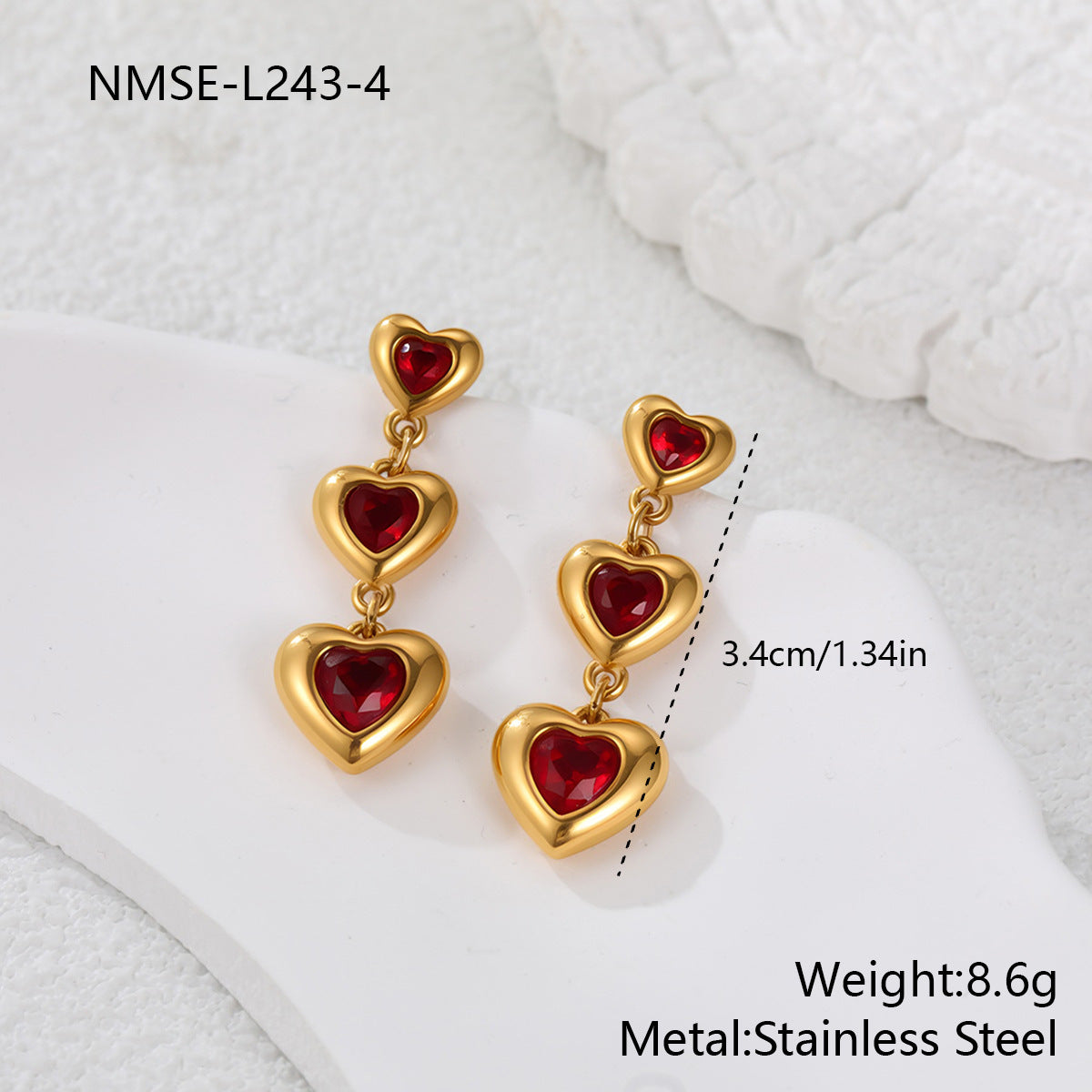 Wholesale  Heart-shaped Zircon Stainless Steel Earrings