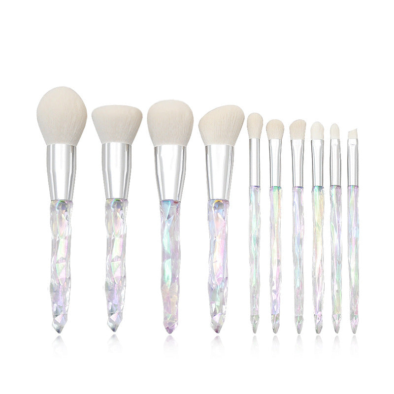 Wholesale 10 Pieces Clear Crystal Glass Diamond Handle Makeup Brushes