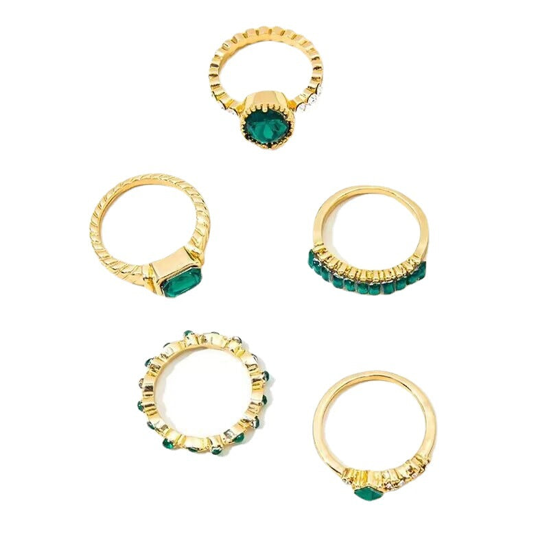 Wholesale Retro Niche High-end Style Ring Design Diamond Oval Ring Set