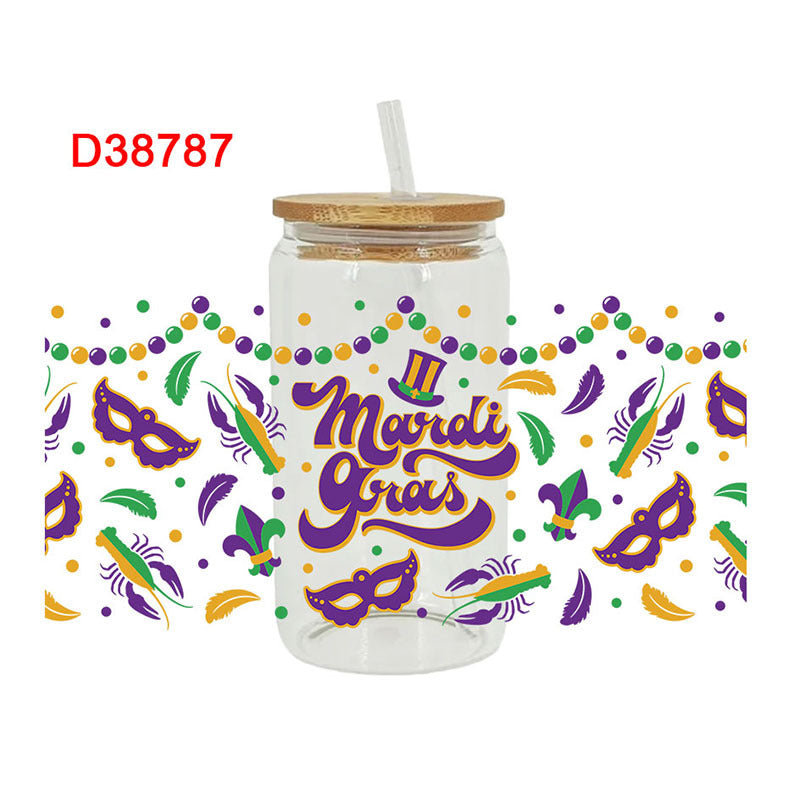 Wholesale UV transfer sticker for glass cups crystal label crystal sticker 16OZ UV DTF WRAPS