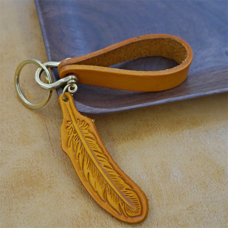 Wholesale Cowhide Feather Keychains
