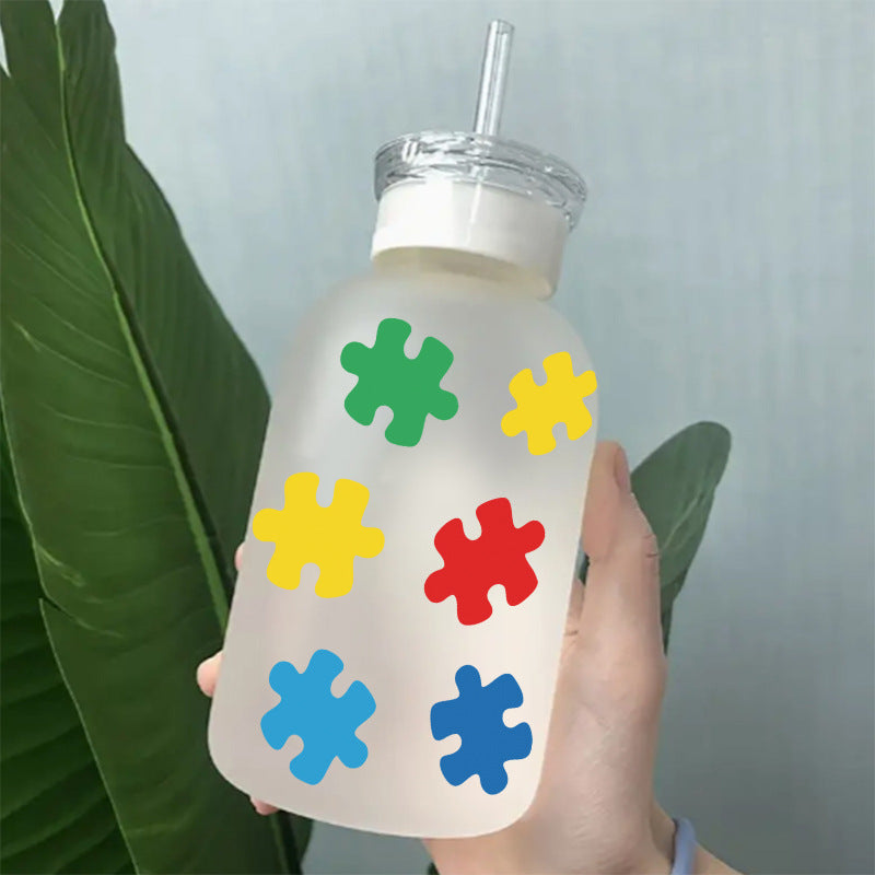 Wholesale Colorful Cartoon Puzzle 16oz Cup UV DTF Wraps