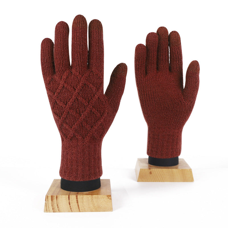Wholesale Winter Pineapple Flower Single Layer Five Finger Gloves Warm Touch Screen Gloves