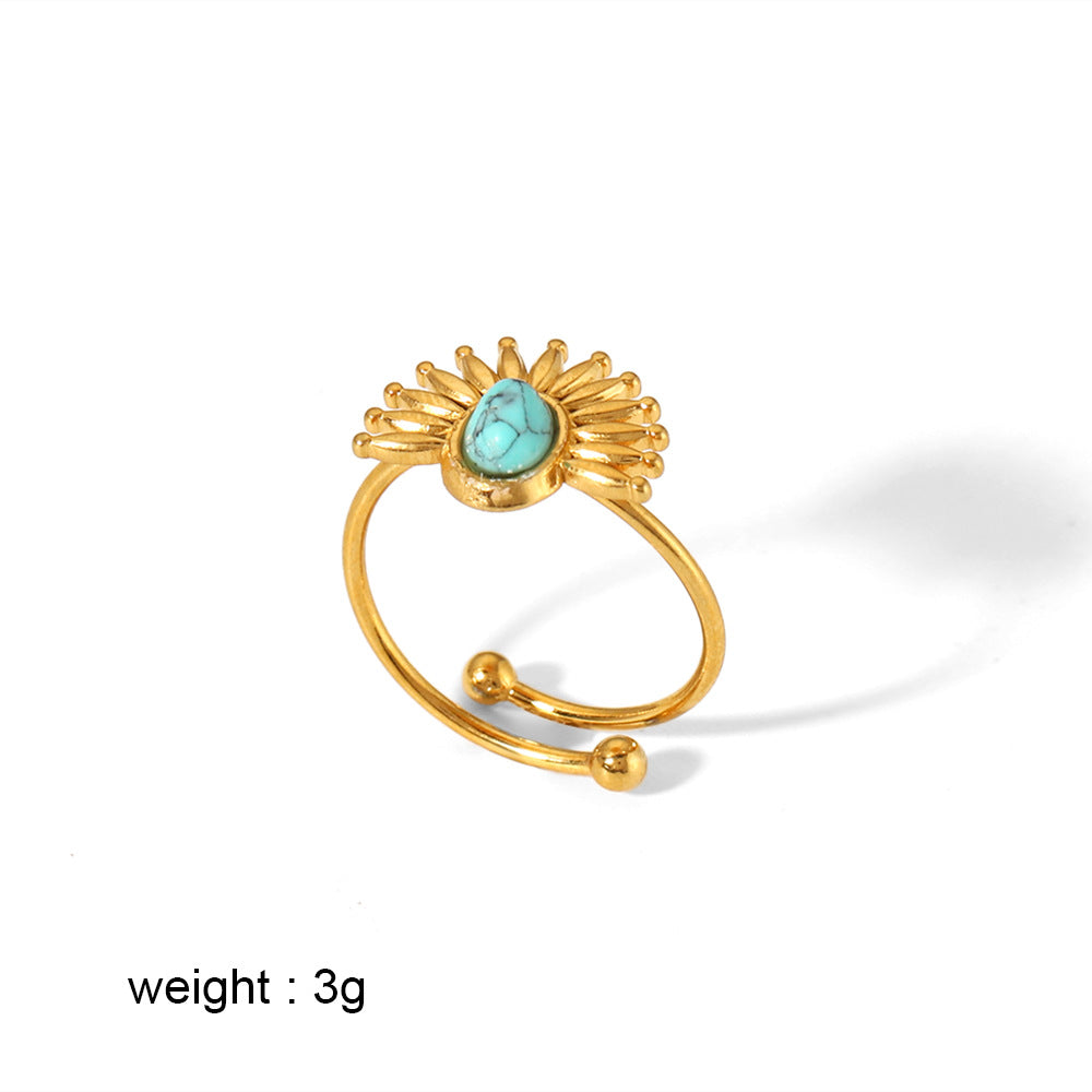 Wholesale Titanium Steel Inlaid Turquoise Ring