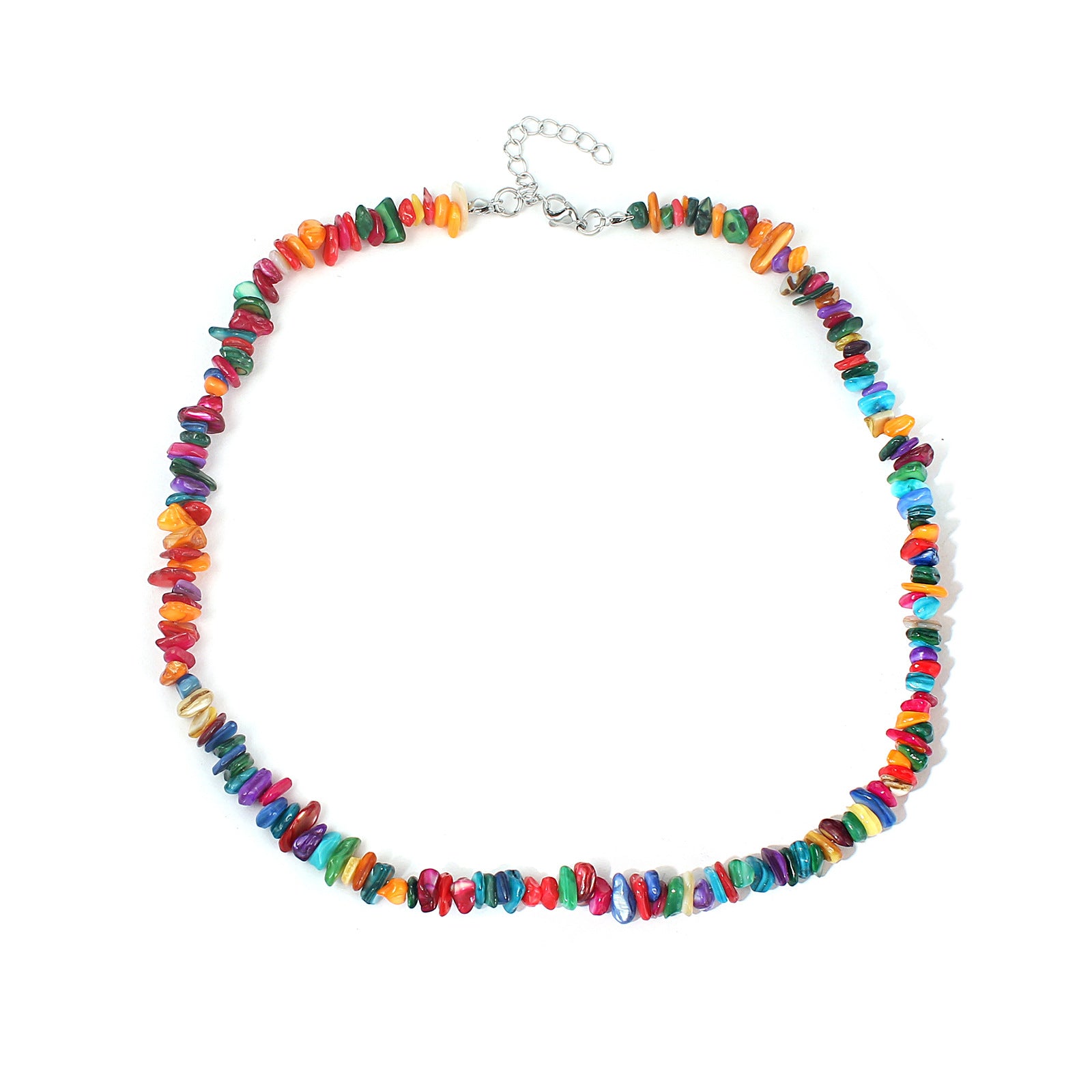 Wholesale Summer vacation new colorful irregular natural shell handmade beaded necklace