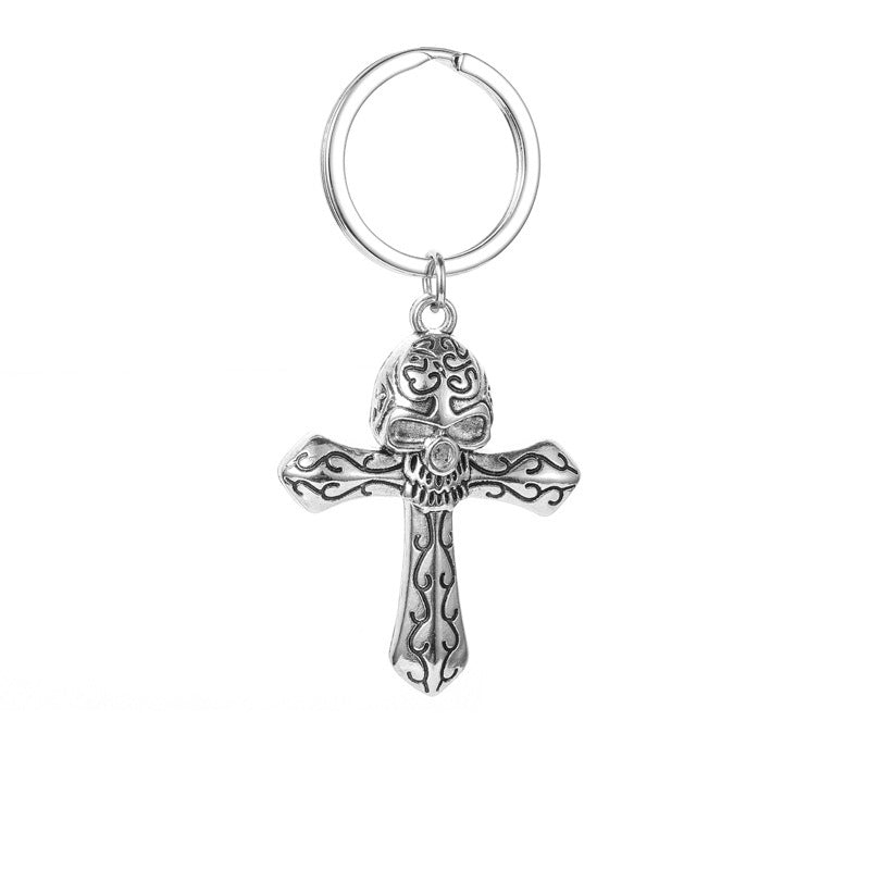 Wholesale Vintage Skull Cross Hip Hop Keychain