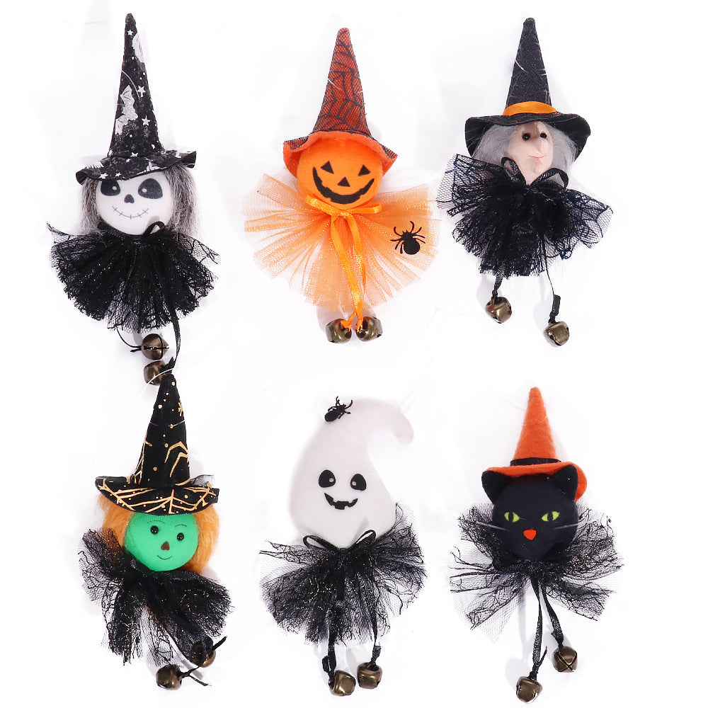 Wholesale Halloween Decoration Props Super Soft Cloth Pumpkin Witch White Ghost Gauze Skirt Doll Pendant