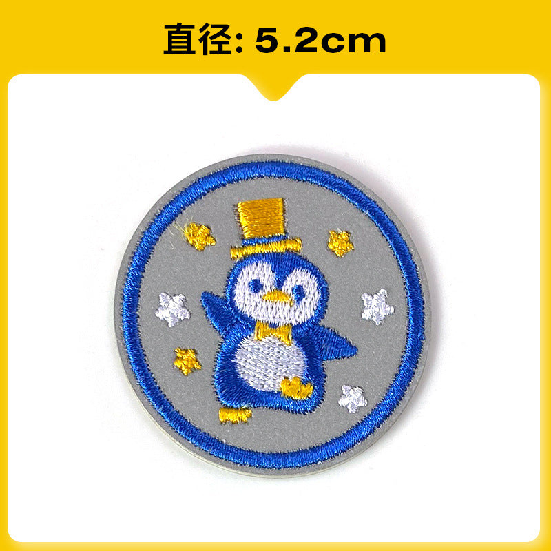 Wholesale Chic Reflective Cartoon Embroidered Patch For Backpack Coat School Bag Safety Decorative Badge