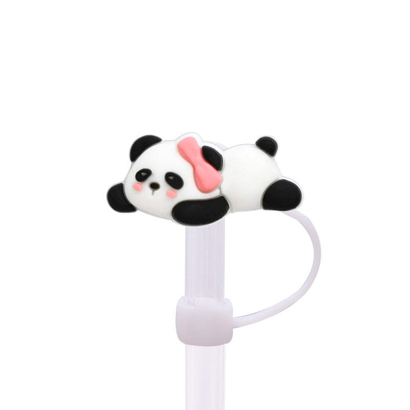 Wholesale Random 100pcs10MM cute panda dust plug DIY cup straw accessories