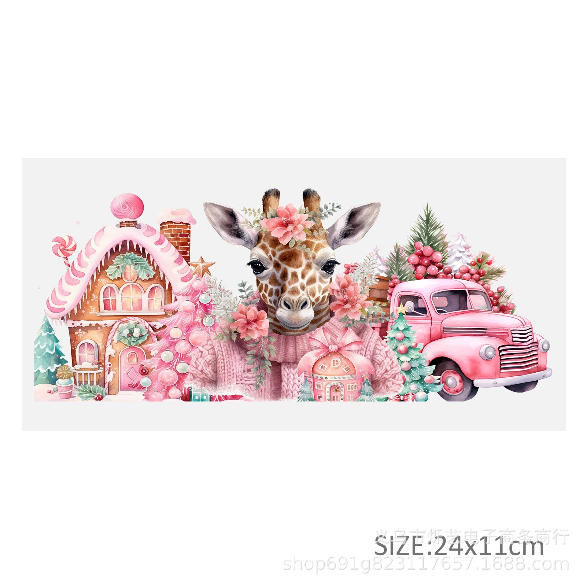 Wholesale Cute Animal Christmas Pink 16oz Cup UV DTF Wraps