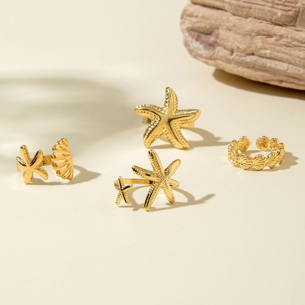 Wholesale 5pcs Bohemian Starfish Sunflower Ring Set