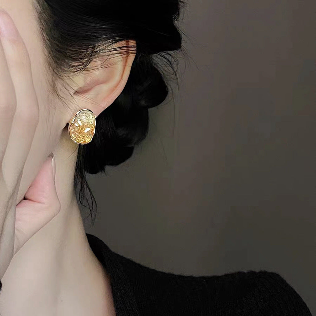 Wholesale Orange Sea Gradient Crystal Sweet Earrings