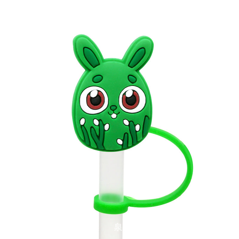 Wholesale of 10pcs Easter Cartoon Silicone Straw Sets