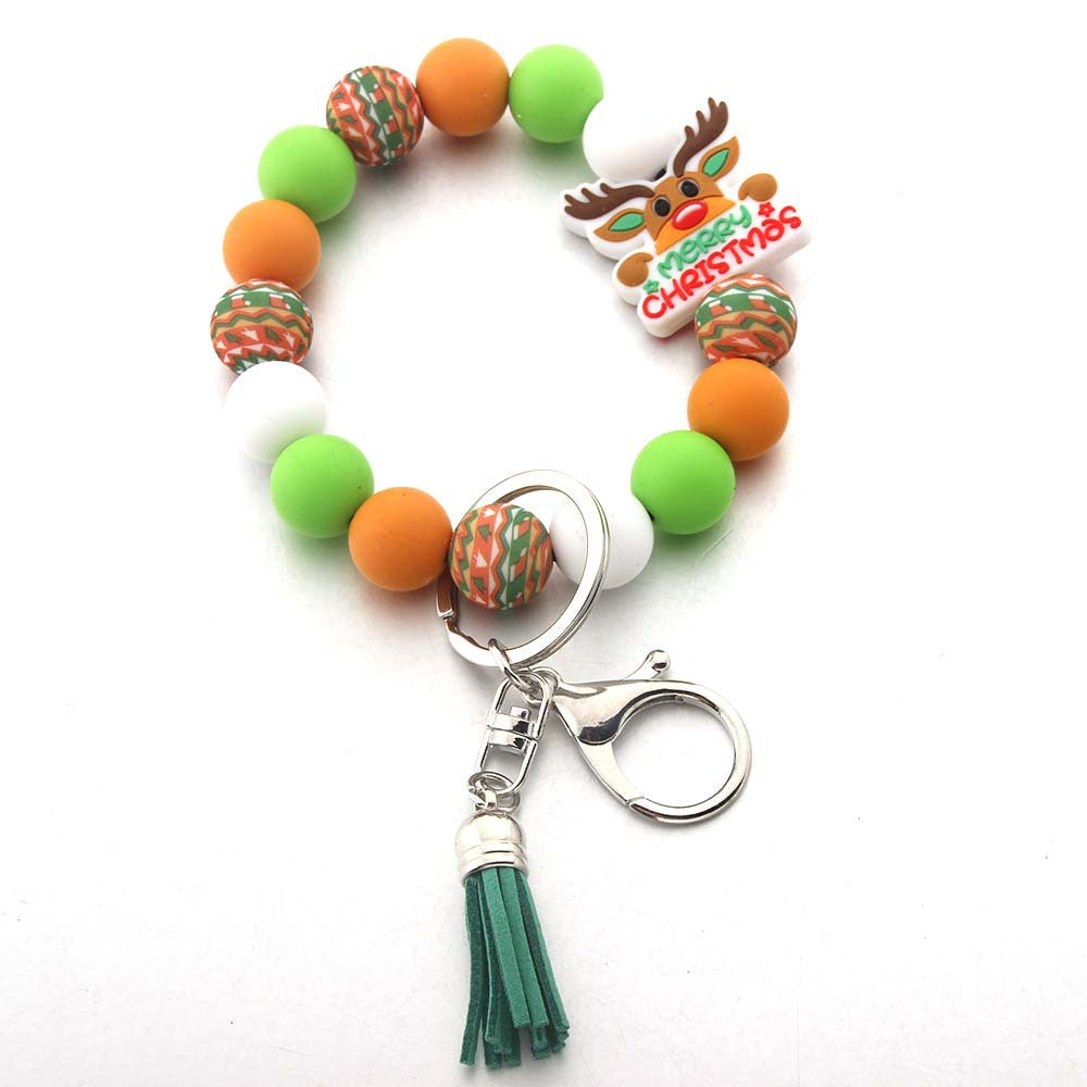Wholesale Silicone Cartoon Christmas Elk Boots Bracelet Tassel Bracelet Keychain