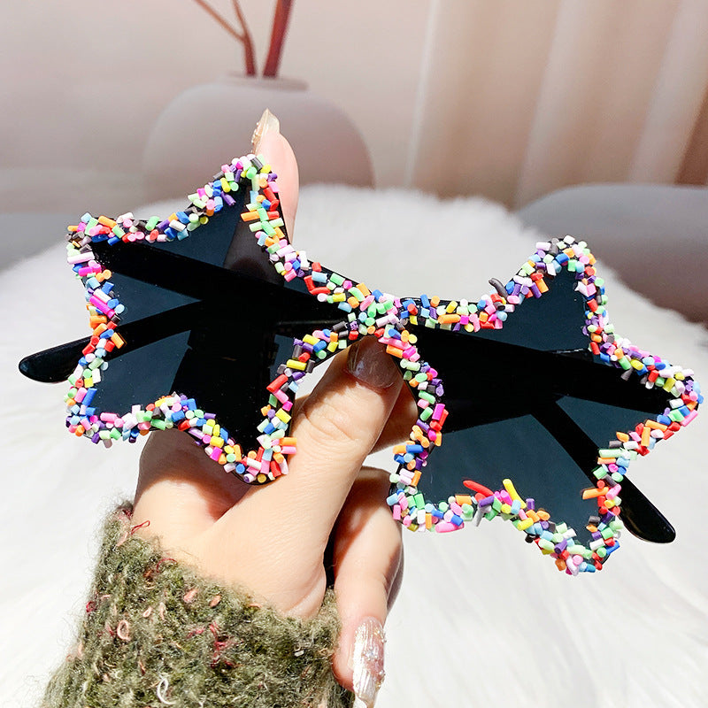 Wholesale Five-pointed Star Diamond Frameless Fashion Personality Photo Sunglasses