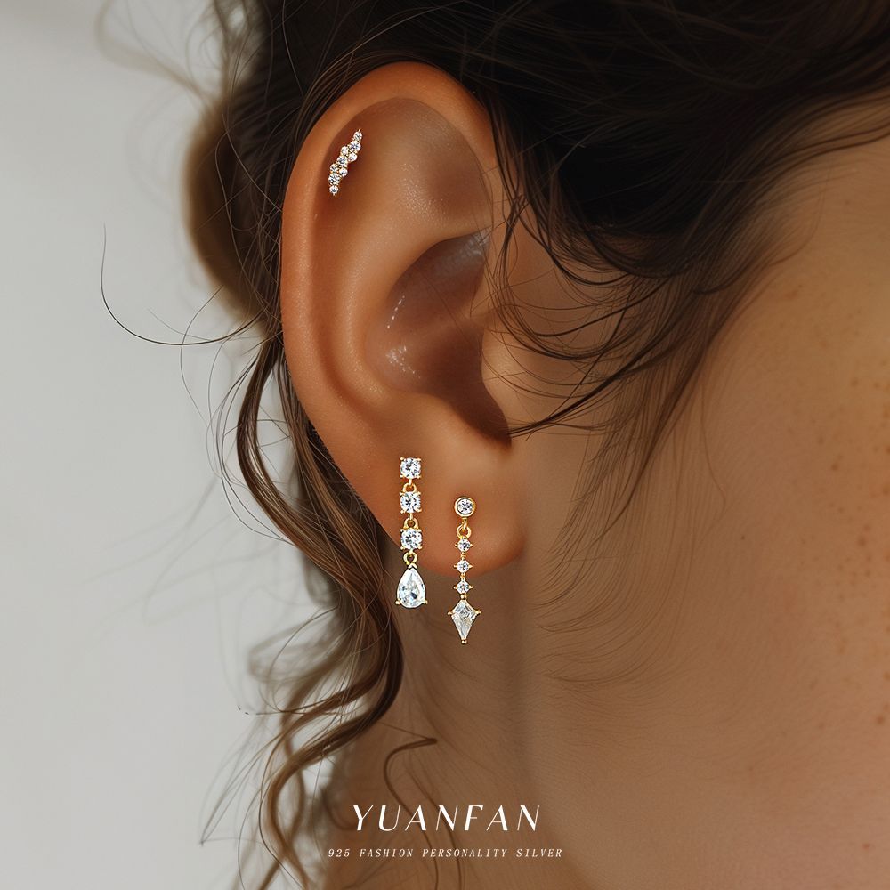 Wholesale Geometric Water Drop Zircon Earrings Ear Studs