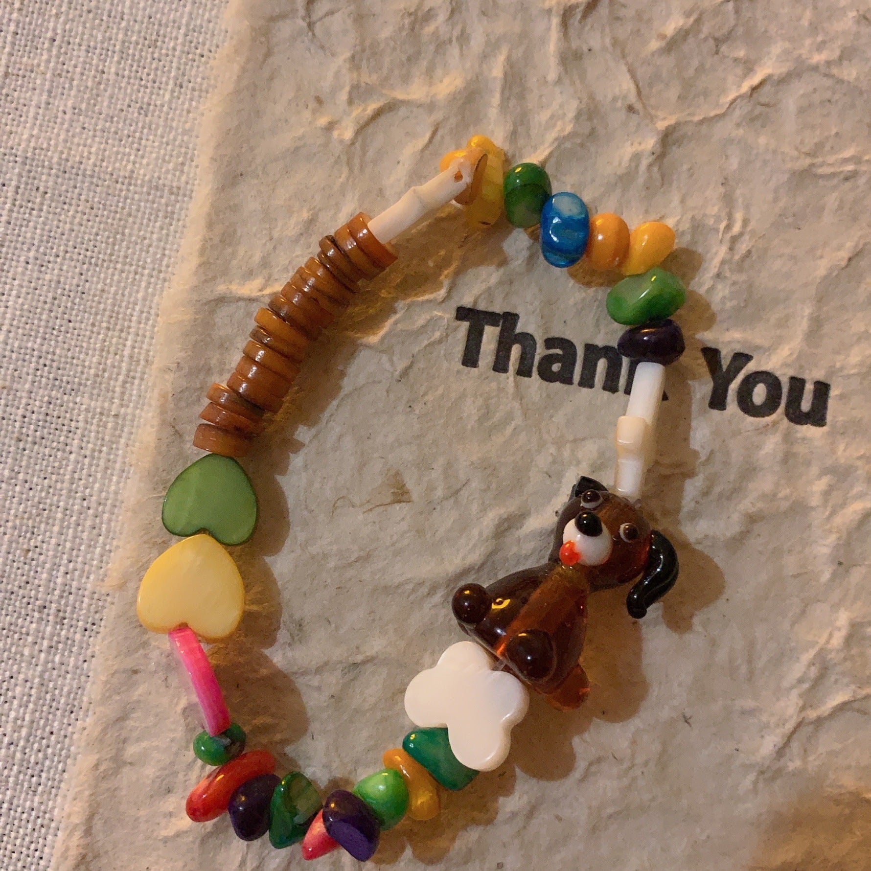Wholesale Bears and Dogs Colorful Beaded Coloured Glaze Bracelet