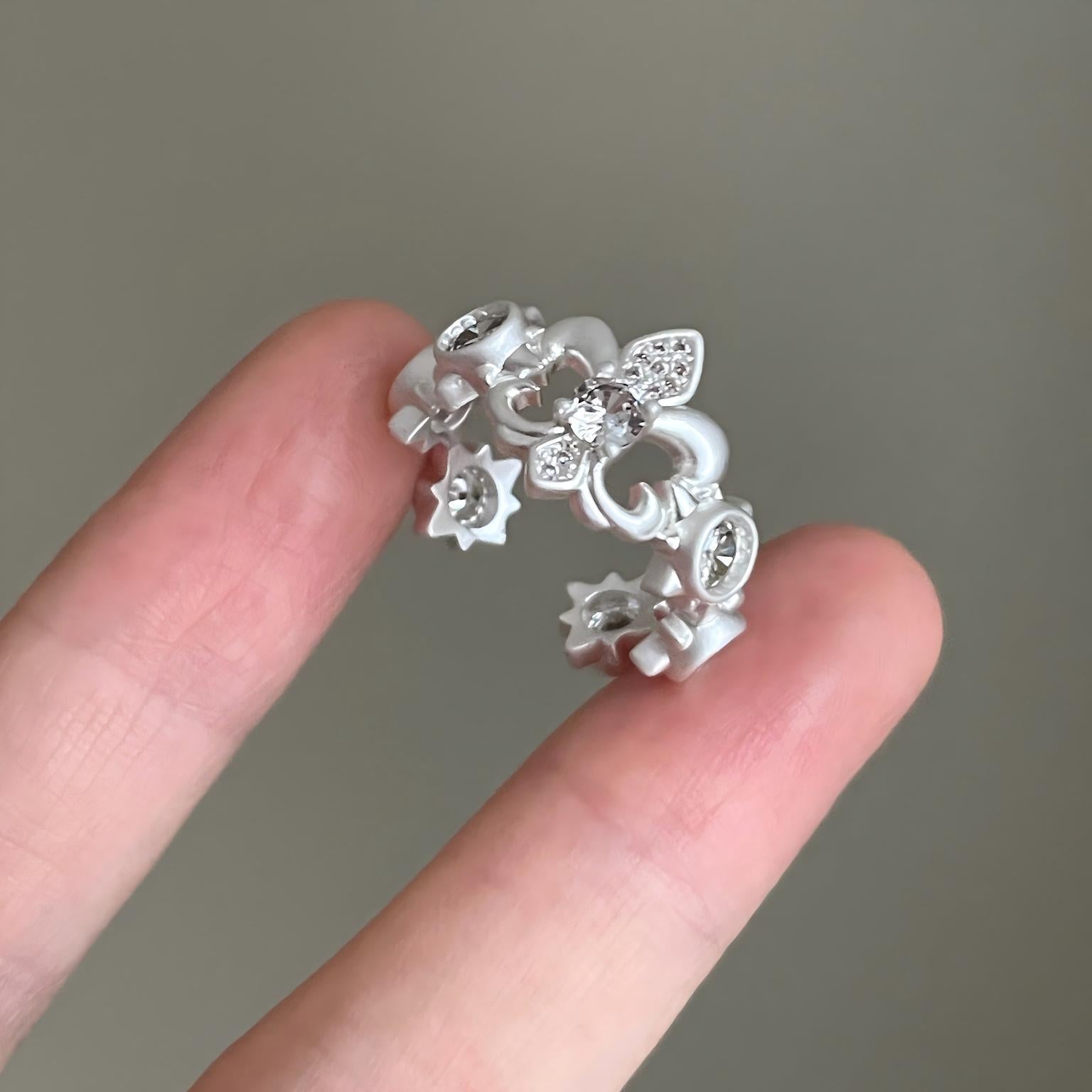Wholesale Cross Retro White Iris Zircon Open Ring