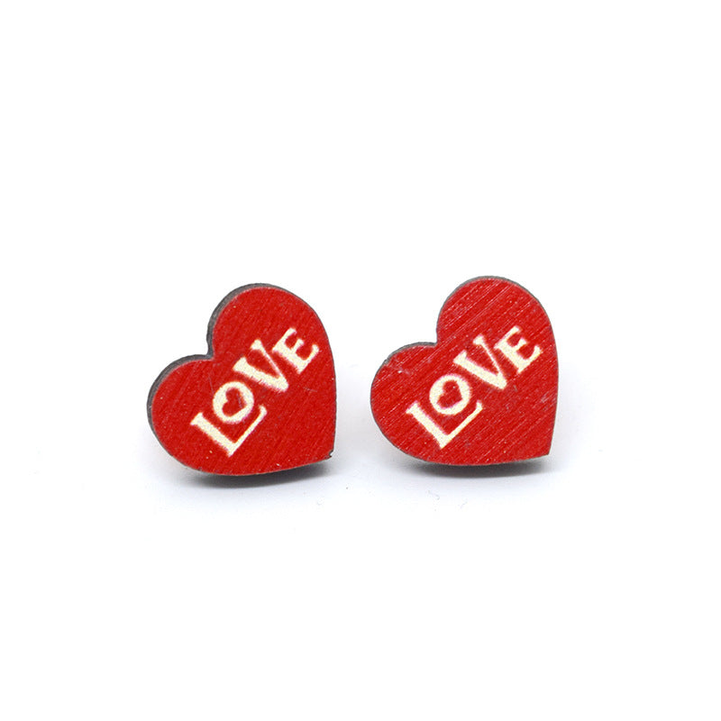 Wholesale Cartoon Valentine's Day Christmas Wood Earrings